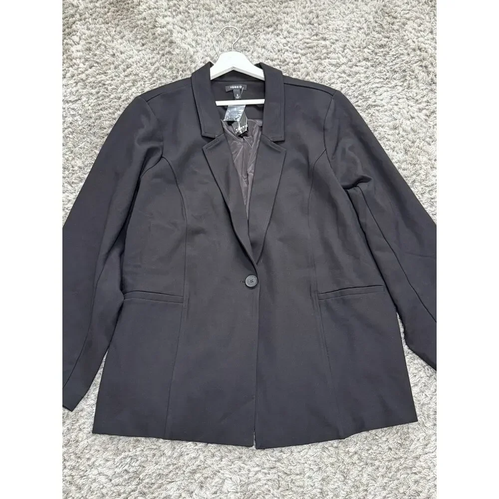 Torrid Womens Black Blazer Jacket Single Button Plus Size 6X Workwear Office NWT